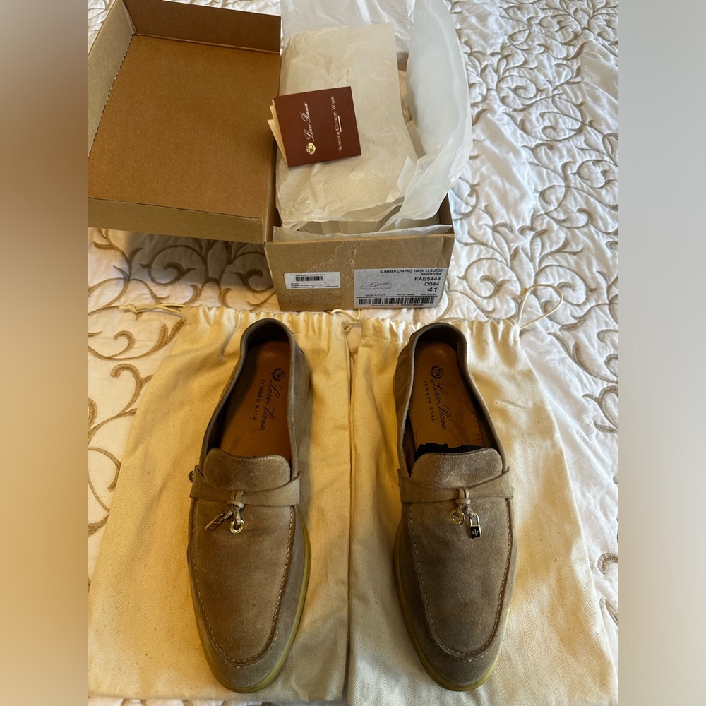Loro piana summer charms walk 13 suede sandstone size 41